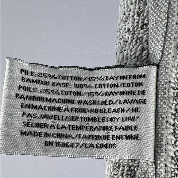 Eco Melange Bath Towels Rayon Bamboo Gray White with Fringe Cotton Set of 2 NEW - Picture 7 of 8